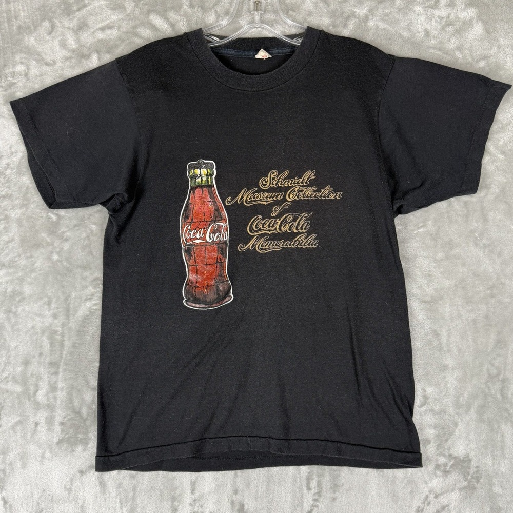 Vintage Coca Cola Schmidt Museum Collection T Shirt Black Graphic Tee Mens M